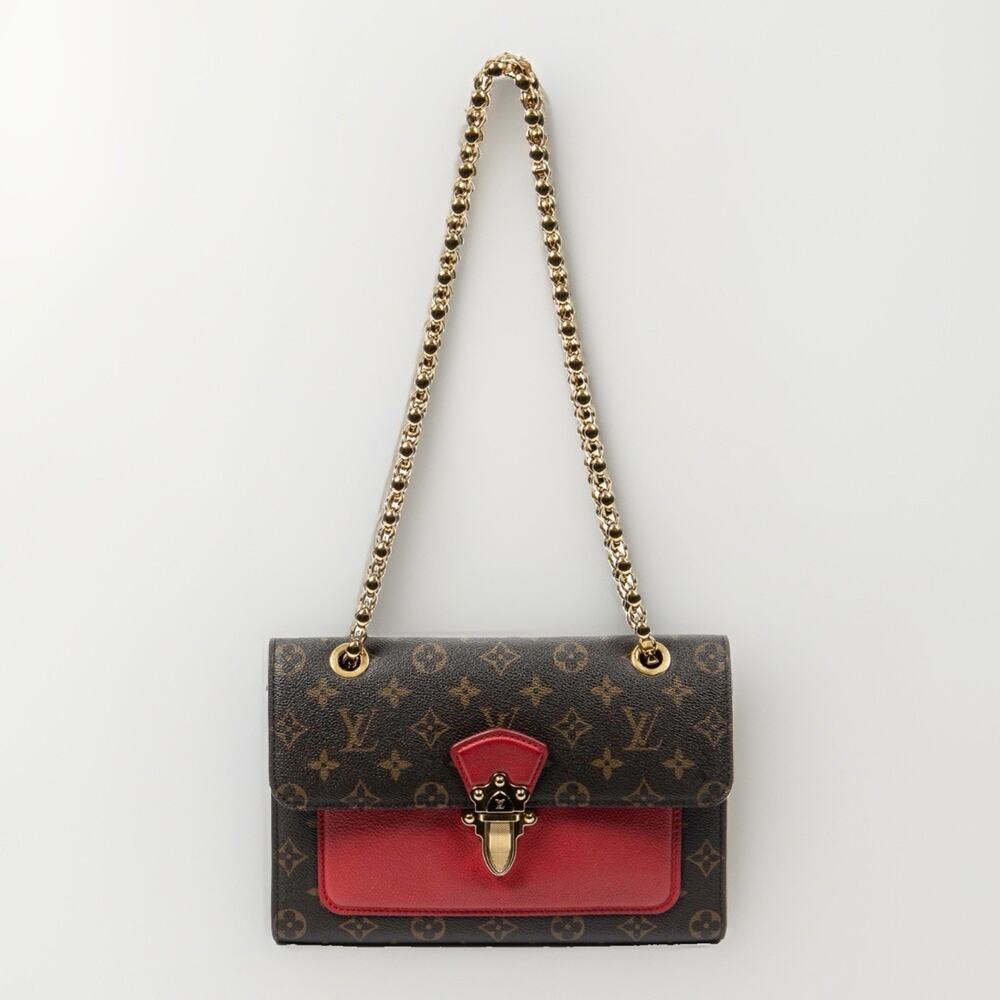 Louis Vuitton Monogram Victoire Bag - Cerise (Cherry) Red Leather Flap PRISTINE